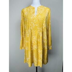 Old Navy Women's Yellow Floral Print Long Sleeve Tunic Dress Sz M Baby Doll